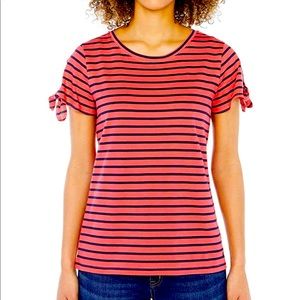 NWT Sm Red Nautical Tie Sleeve Top